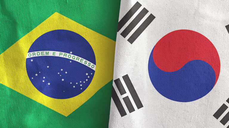 Bandeira do Brasil e Coreia