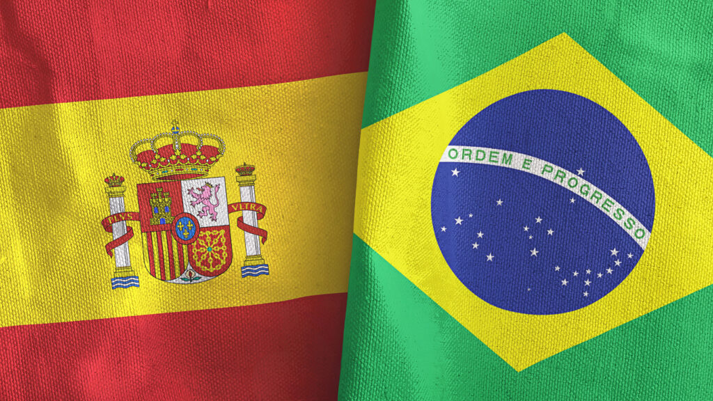 bandeira da Espanha e do Brasil